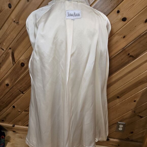 Vintage 80s Neiman Marcus Womens Faux Fur Heavy Coat Medium Glam City Cream - Picture 9 of 13